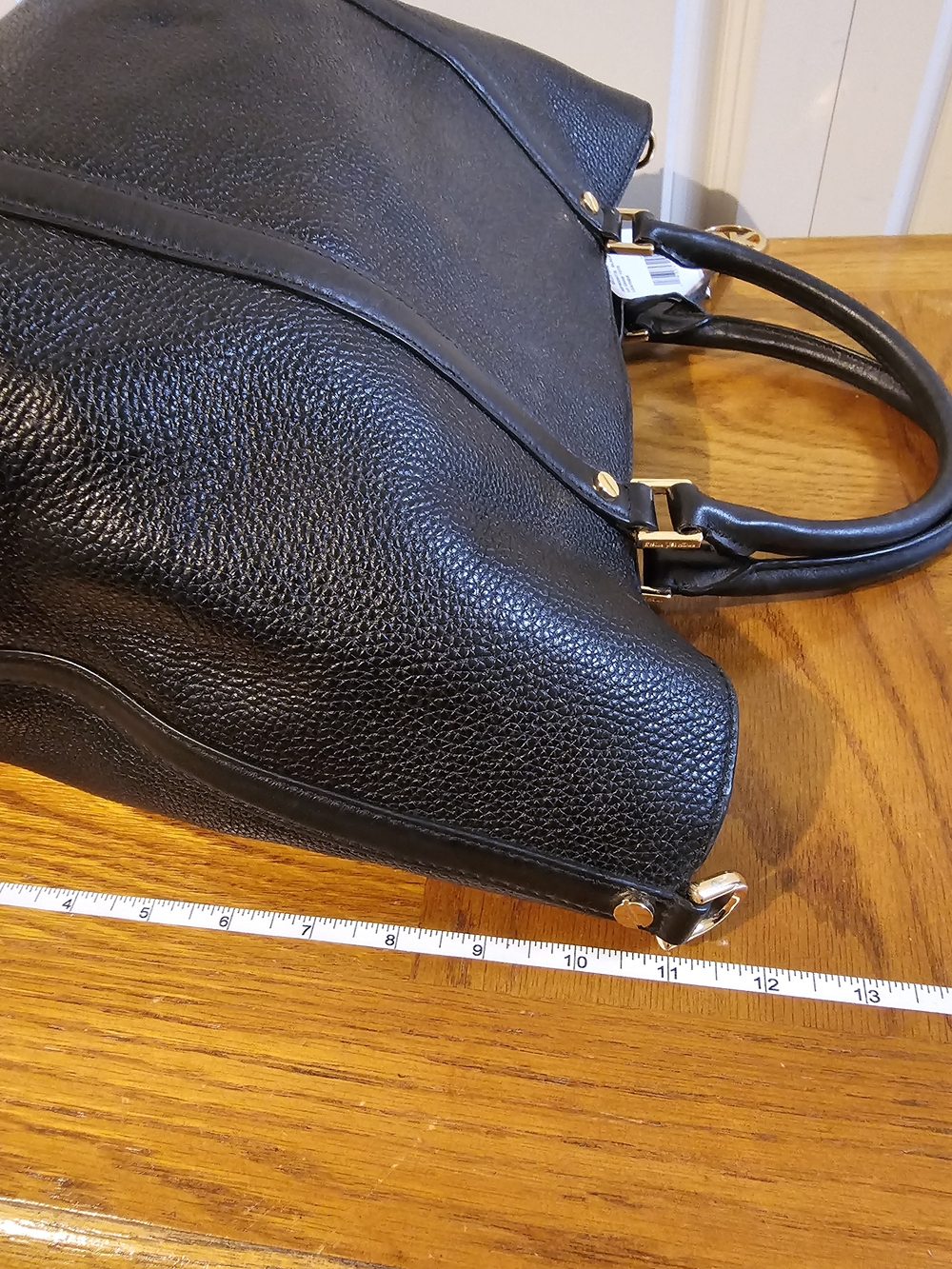 Michael Kors Black Pebbled Leather Tote with Gold MK Charm NWT - Picture 6 of 9